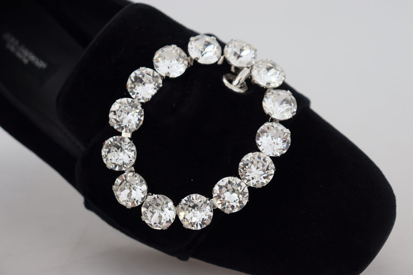 Dolce & Gabbana Zwarte Fluwelen Loafers met Kristallen