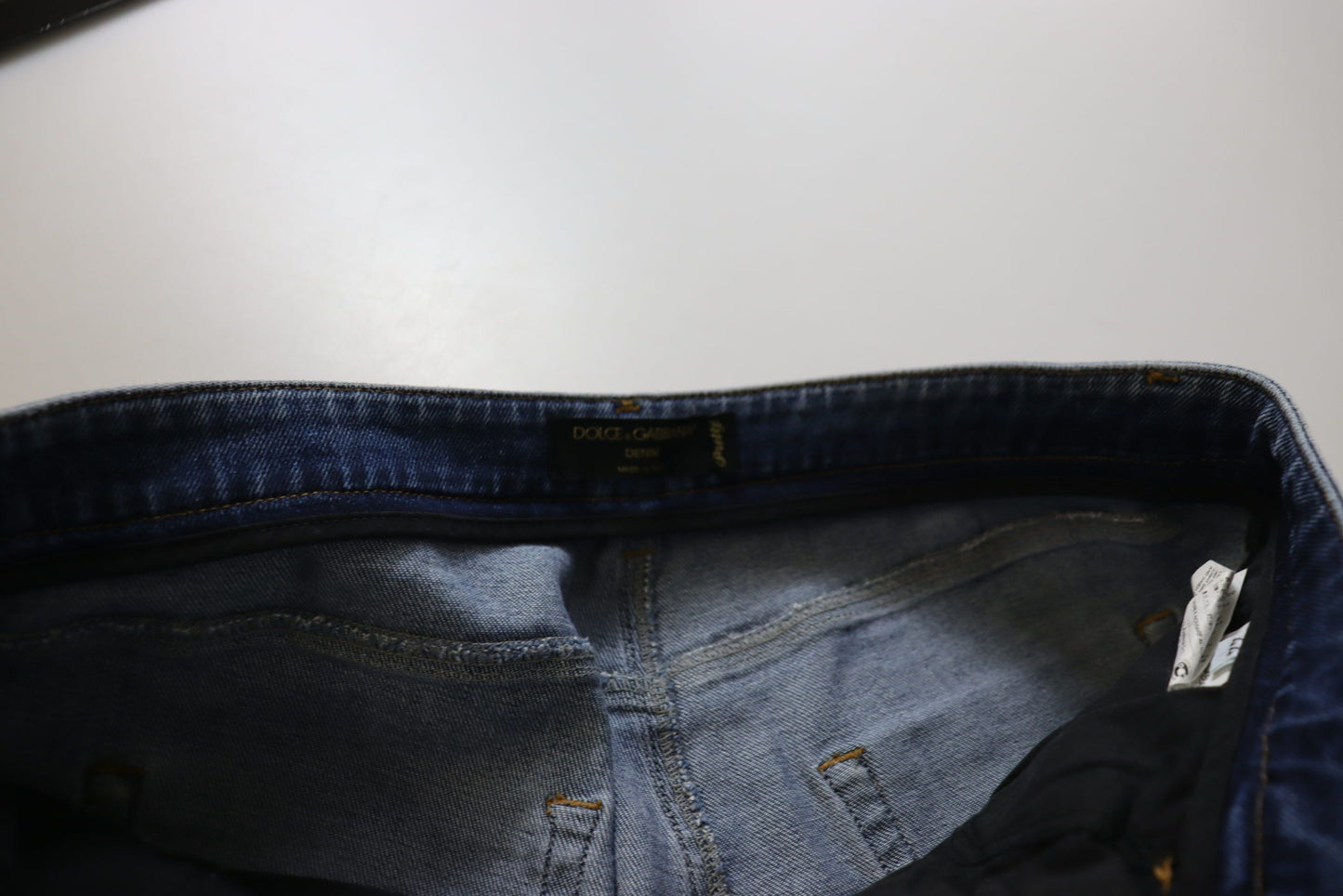 Dolce & Gabbana blauwe, gewassen, strakke, lage taille jeans van katoen