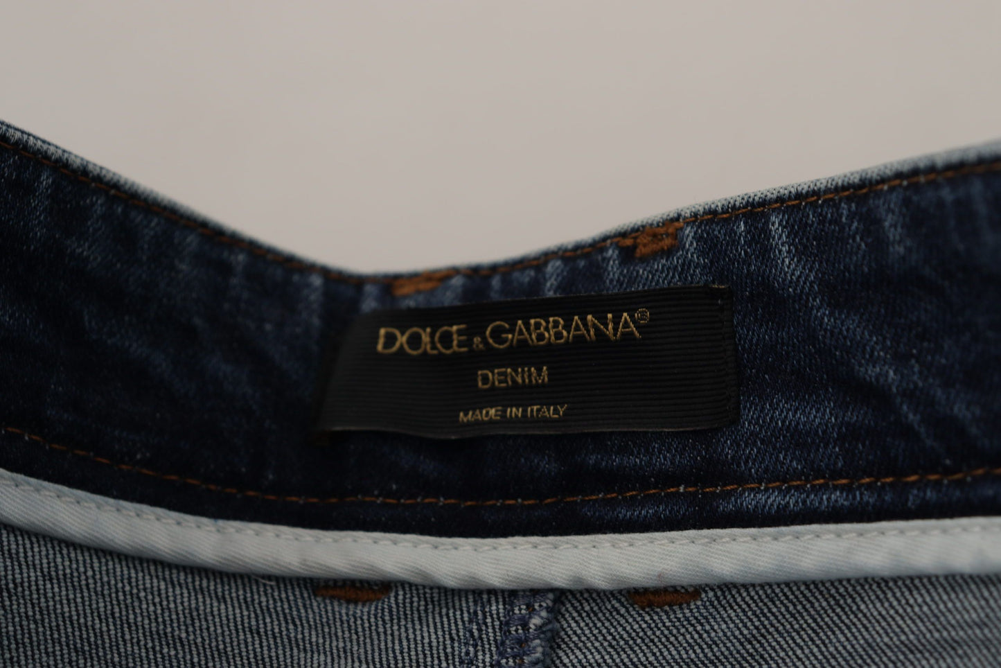 Dolce & Gabbana blauwe denim broek met kristallen versieringen