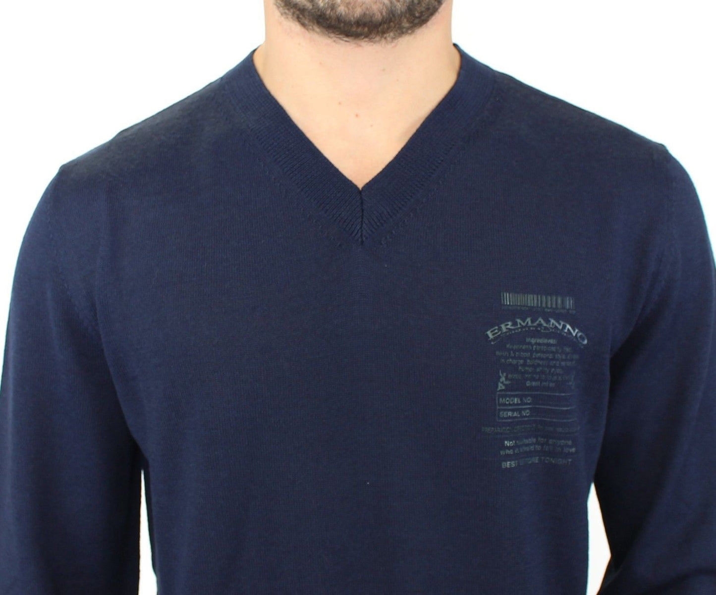 Ermanno Scervino Blauwe V-hals Trui van Wolmix
