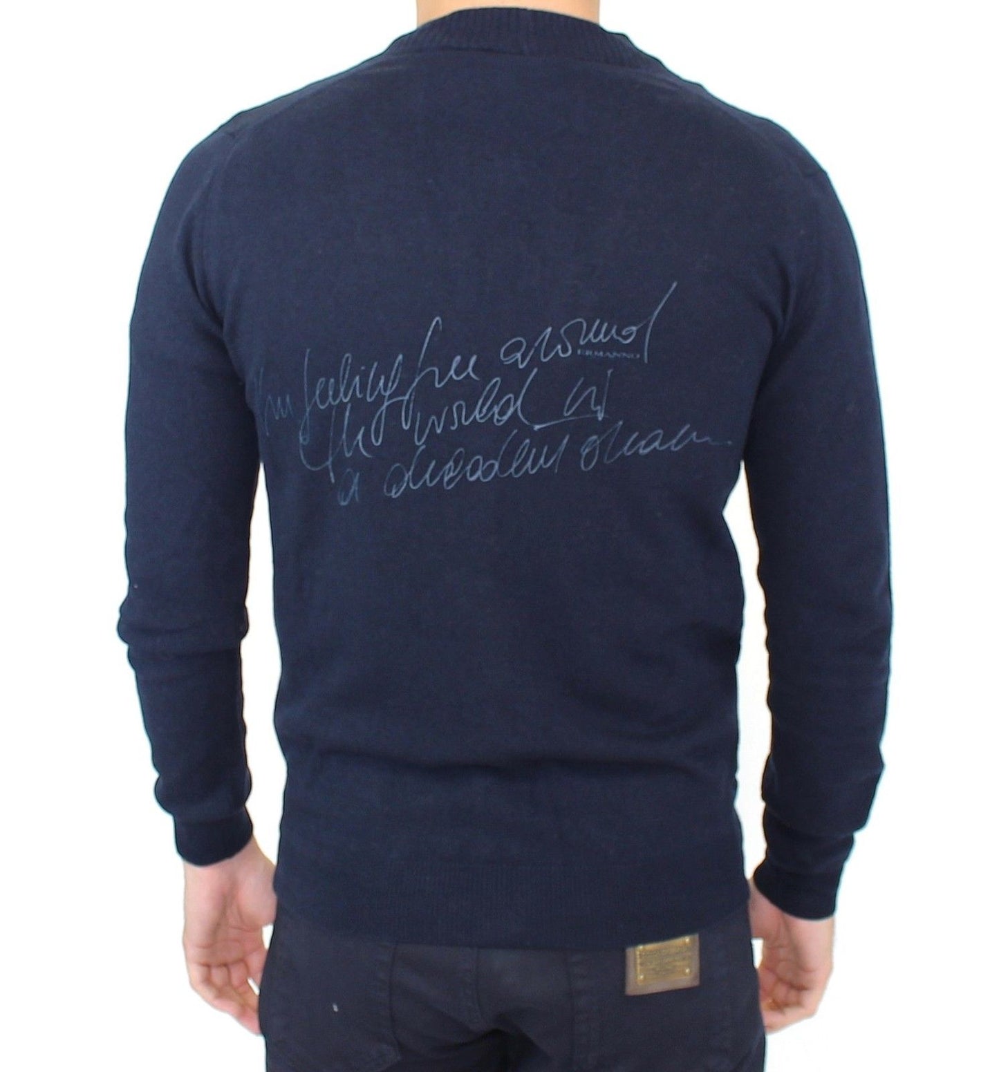 Pull en cachemire et laine bleu à col montant Ermanno Scervino