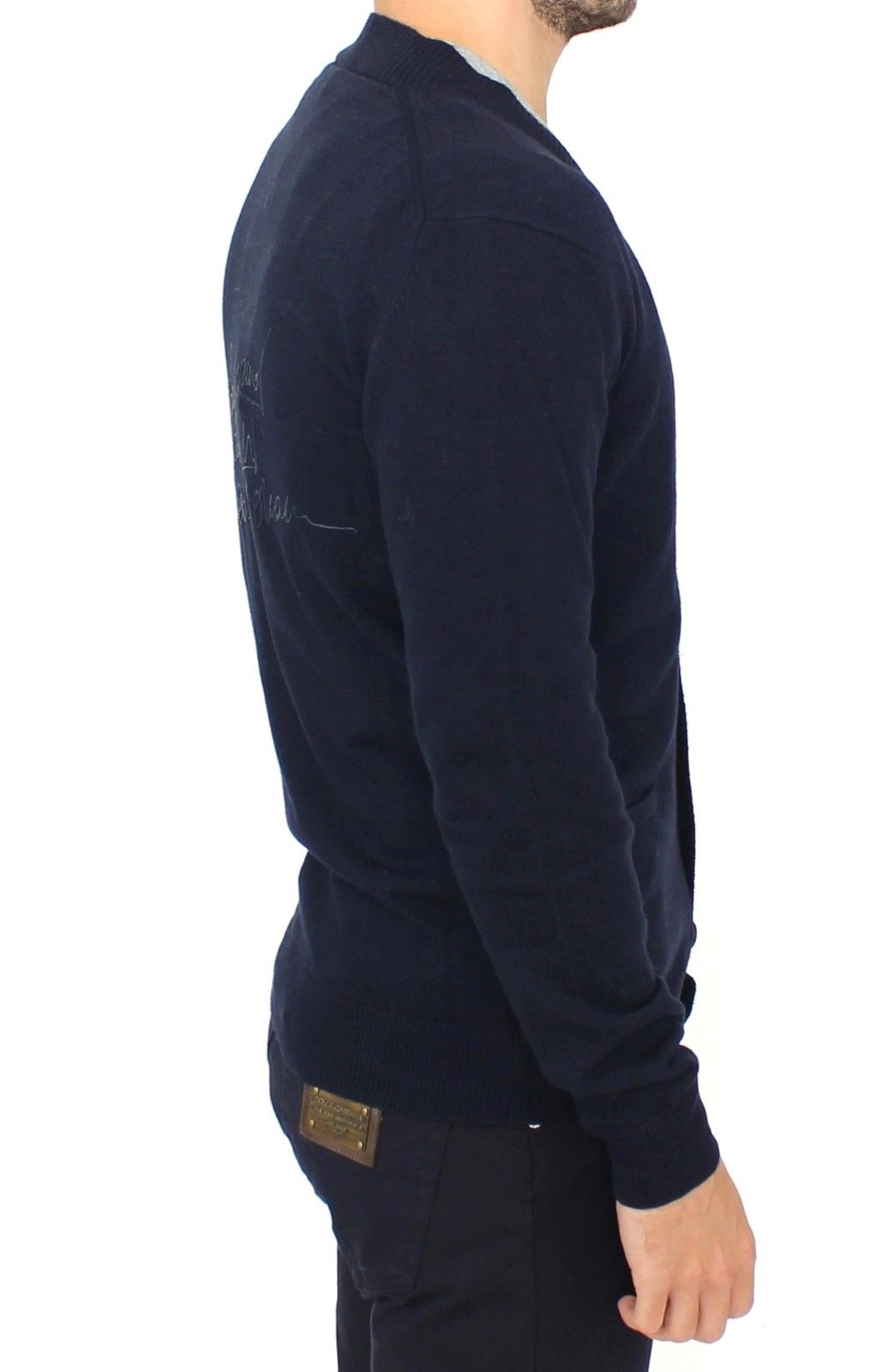 Pull en cachemire et laine bleu à col montant Ermanno Scervino