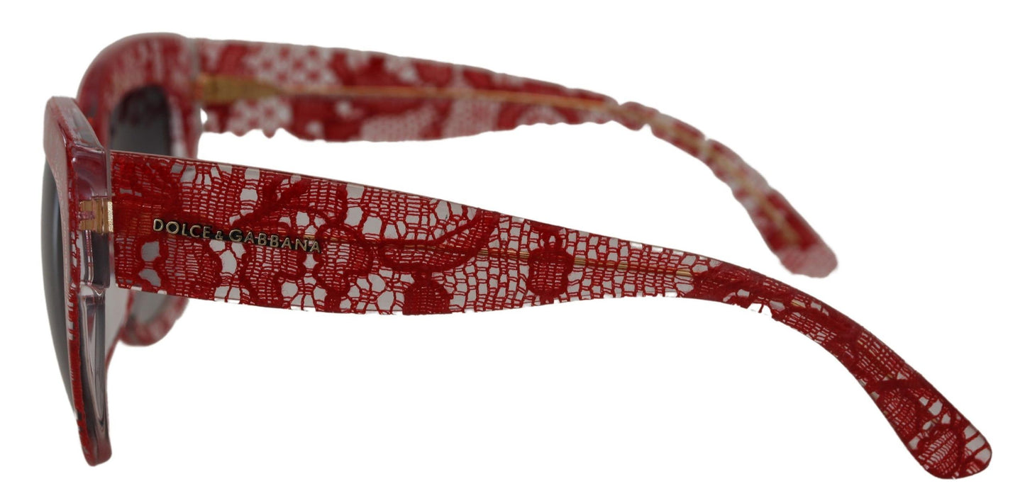 Lunettes de soleil rectangulaires en acétate et dentelle rouge Dolce & Gabbana DG4231F