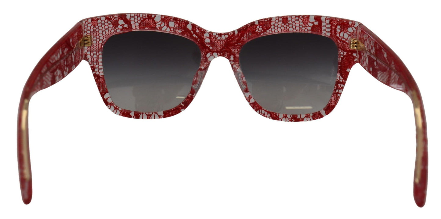 Lunettes de soleil rectangulaires en acétate et dentelle rouge Dolce & Gabbana DG4231F