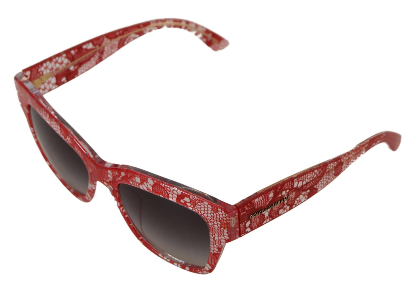 Lunettes de soleil rectangulaires en acétate et dentelle rouge Dolce & Gabbana DG4231F