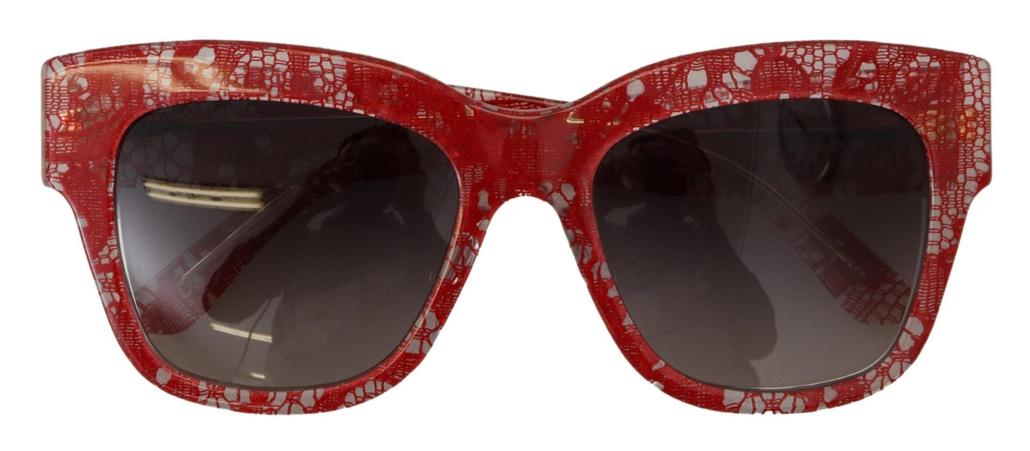 Lunettes de soleil rectangulaires en acétate et dentelle rouge Dolce & Gabbana DG4231F