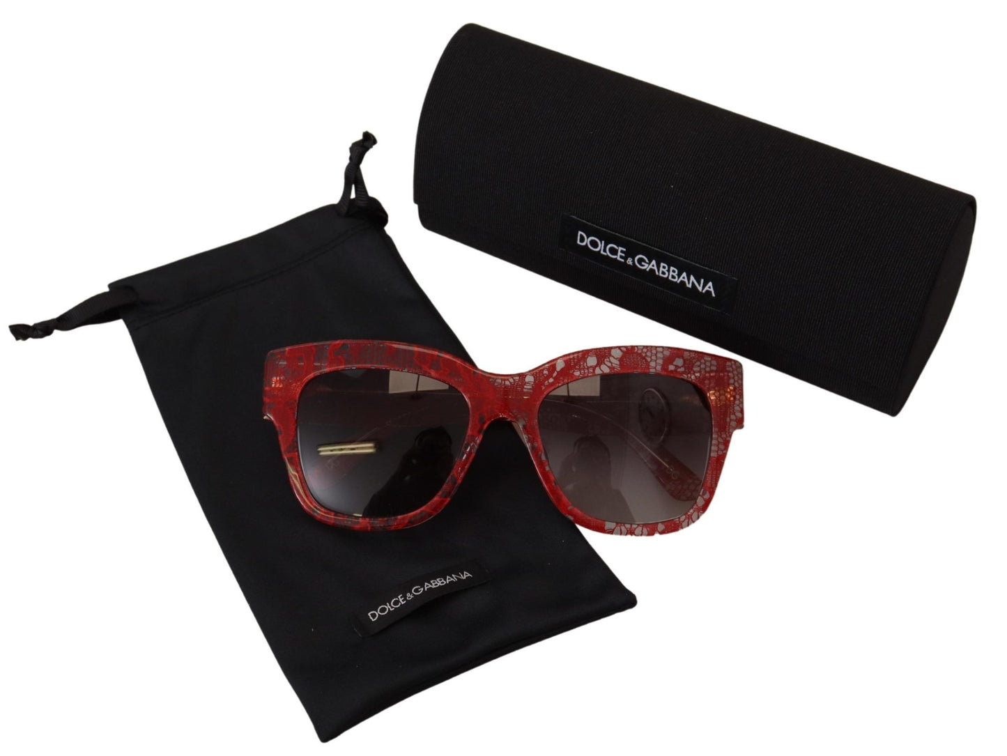 Lunettes de soleil rectangulaires en acétate et dentelle rouge Dolce & Gabbana DG4231F