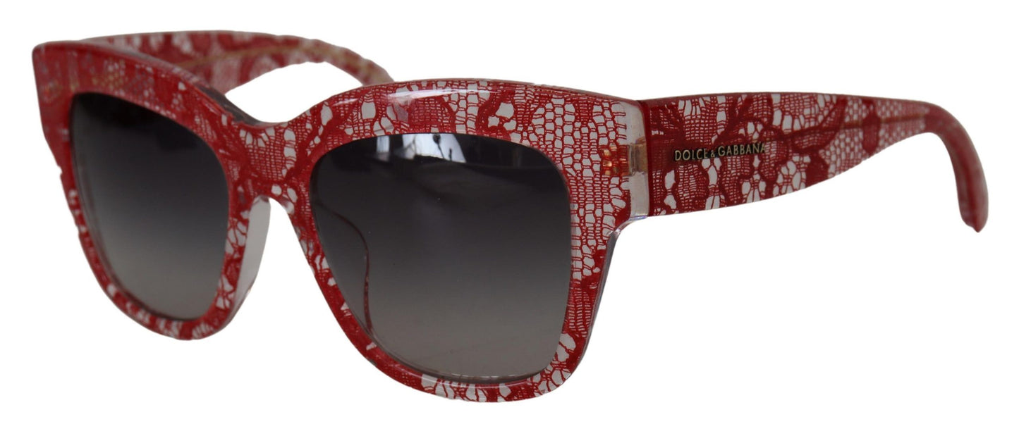 Lunettes de soleil rectangulaires en acétate et dentelle rouge Dolce & Gabbana DG4231F