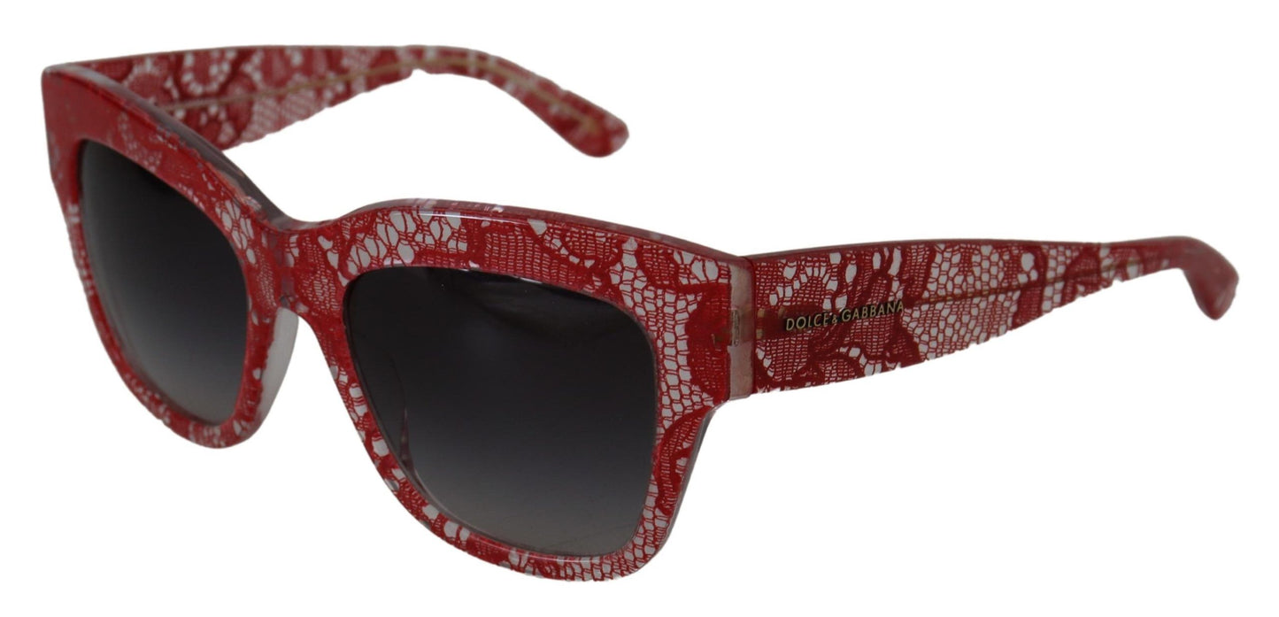 Lunettes de soleil rectangulaires en acétate et dentelle rouge Dolce & Gabbana DG4231