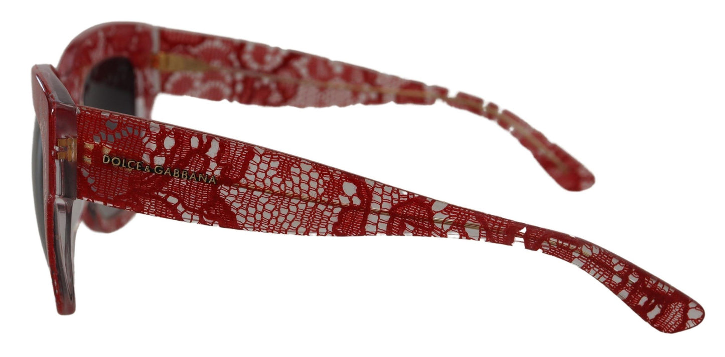 Lunettes de soleil rectangulaires en acétate et dentelle rouge Dolce & Gabbana DG4231