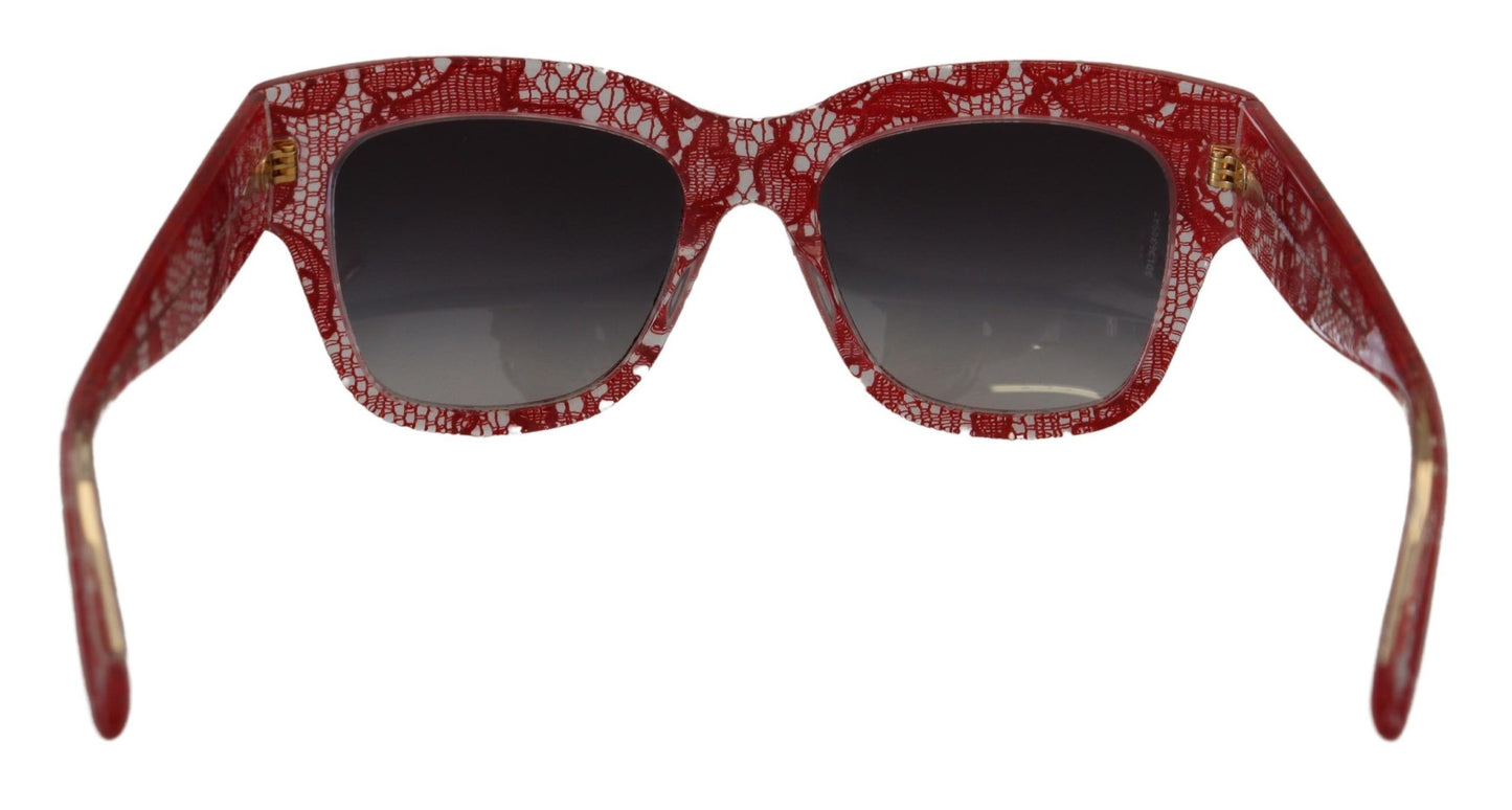 Lunettes de soleil rectangulaires en acétate et dentelle rouge Dolce & Gabbana DG4231