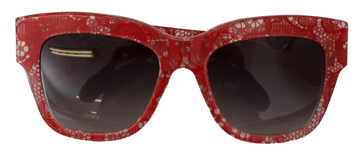 Lunettes de soleil rectangulaires en acétate et dentelle rouge Dolce & Gabbana DG4231