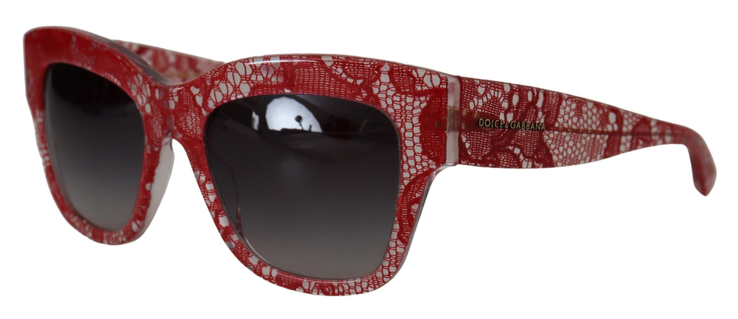 Lunettes de soleil rectangulaires en acétate et dentelle rouge Dolce & Gabbana DG4231