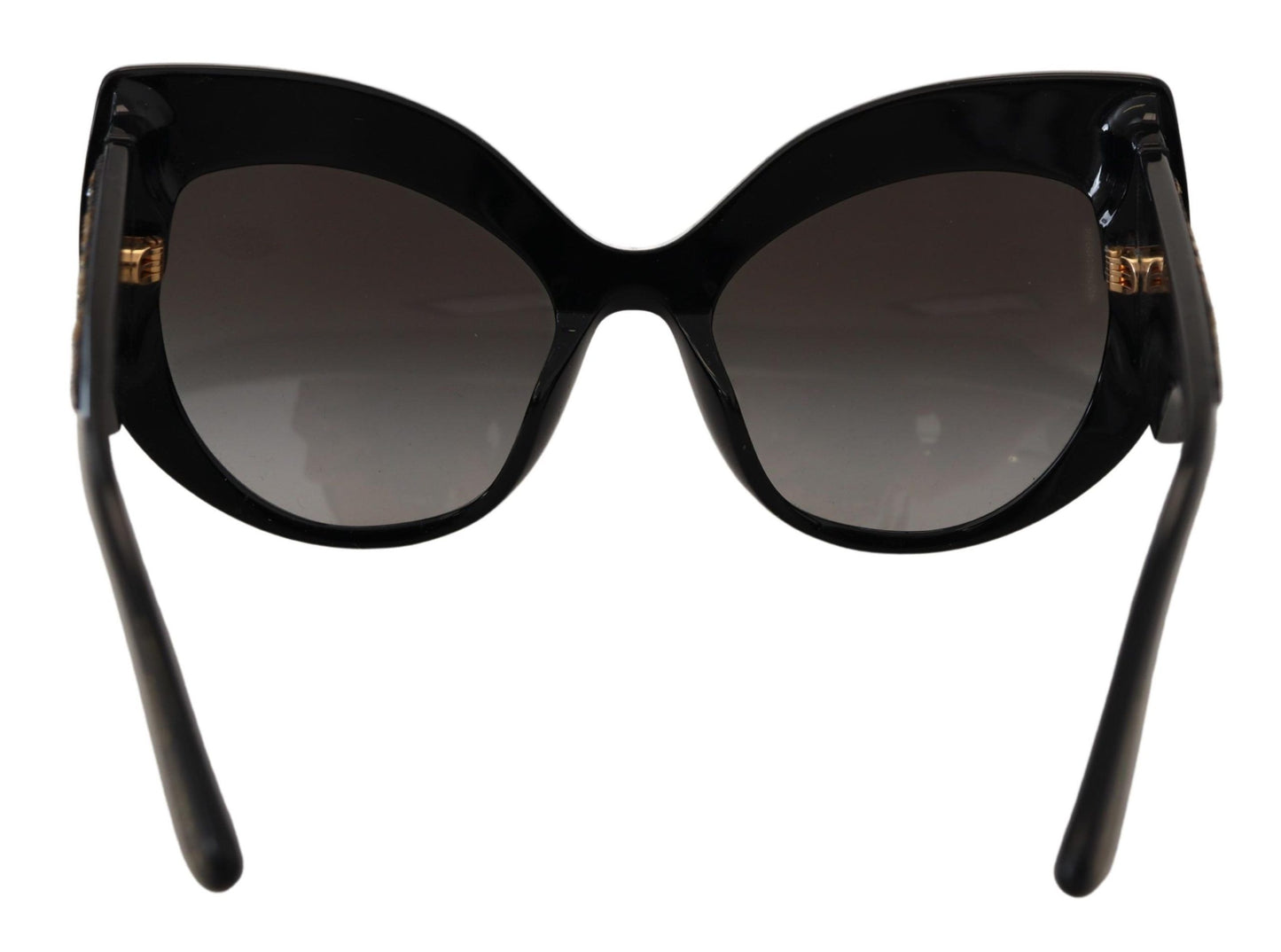 Lunettes de soleil papillon polarisées Dolce & Gabbana noires et dorées à paillettes DG4326