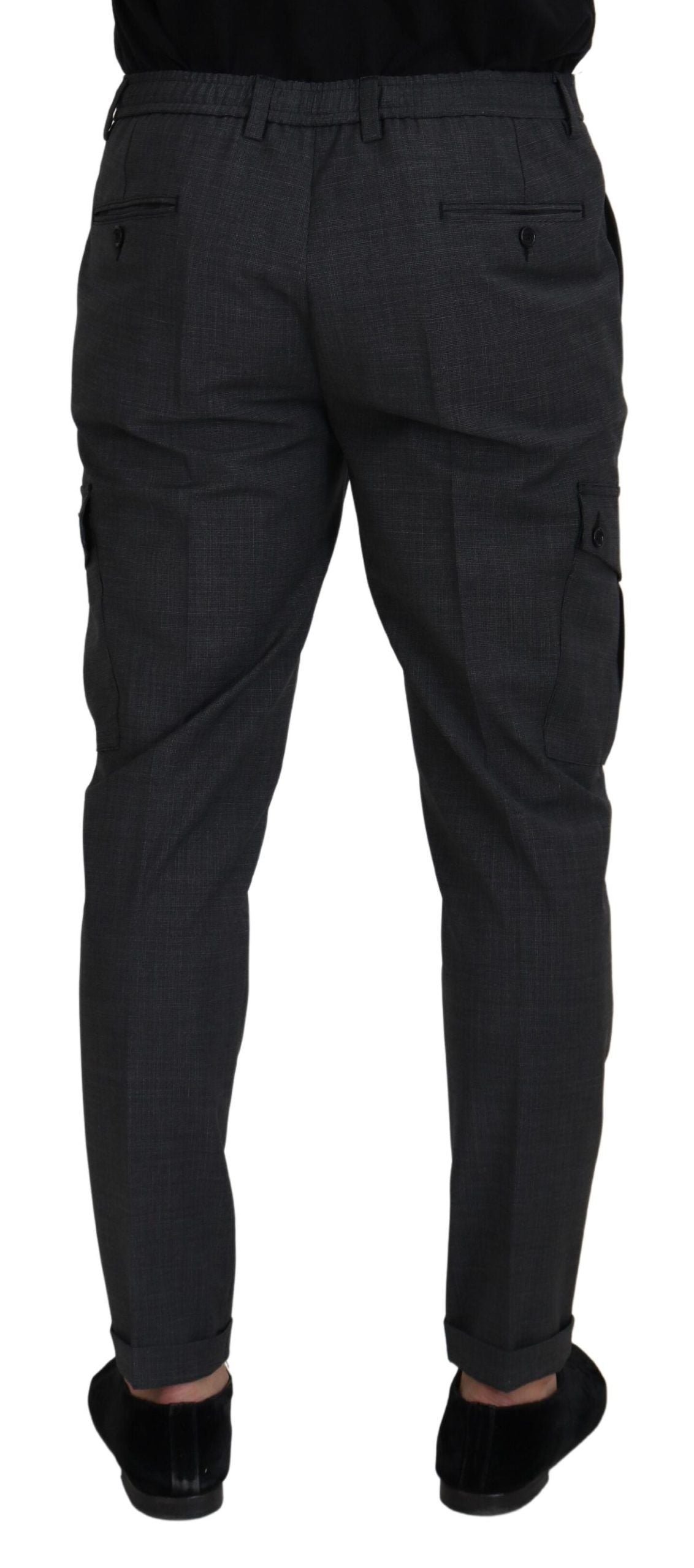 Pantalon cargo à carreaux gris stretch Dolce & Gabbana
