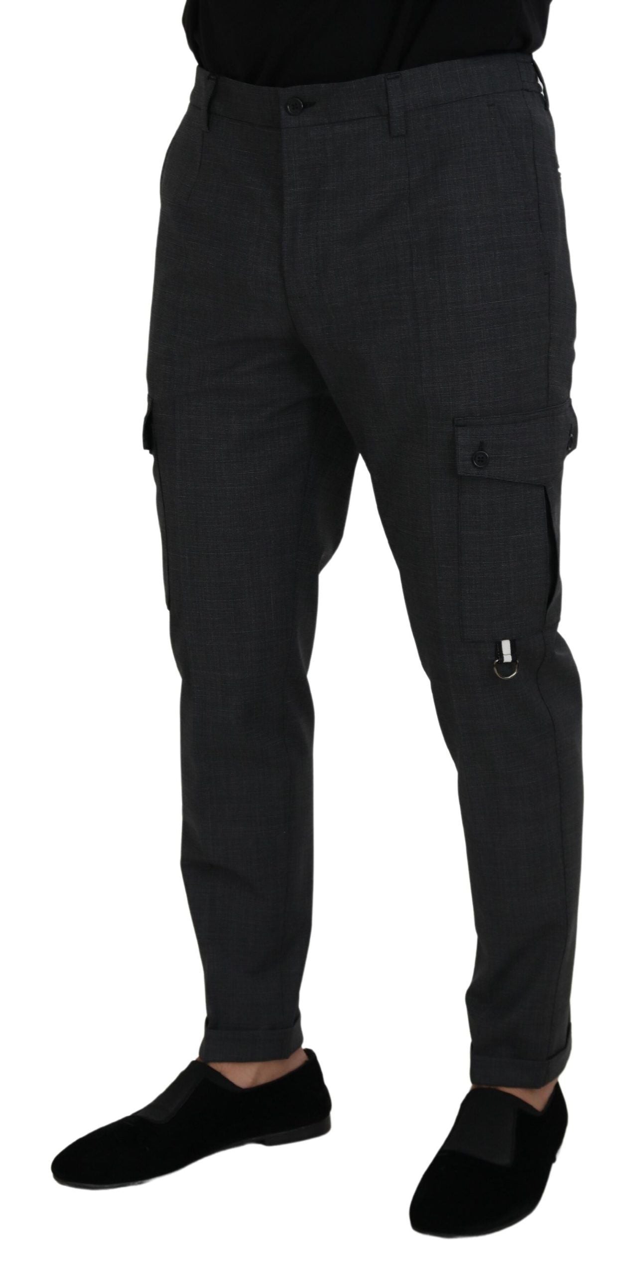 Pantalon cargo à carreaux gris stretch Dolce & Gabbana