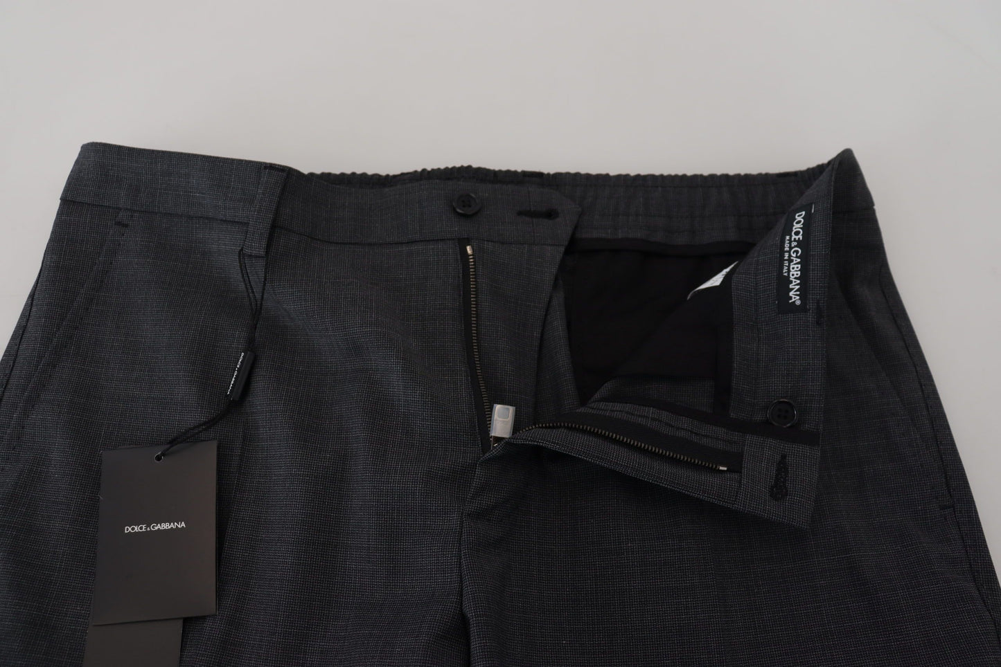 Pantalon cargo à carreaux gris stretch Dolce & Gabbana