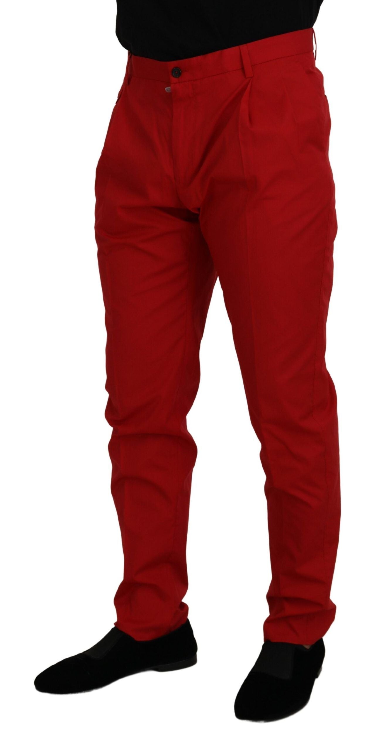 Pantalon chino slim en coton rouge Dolce & Gabbana