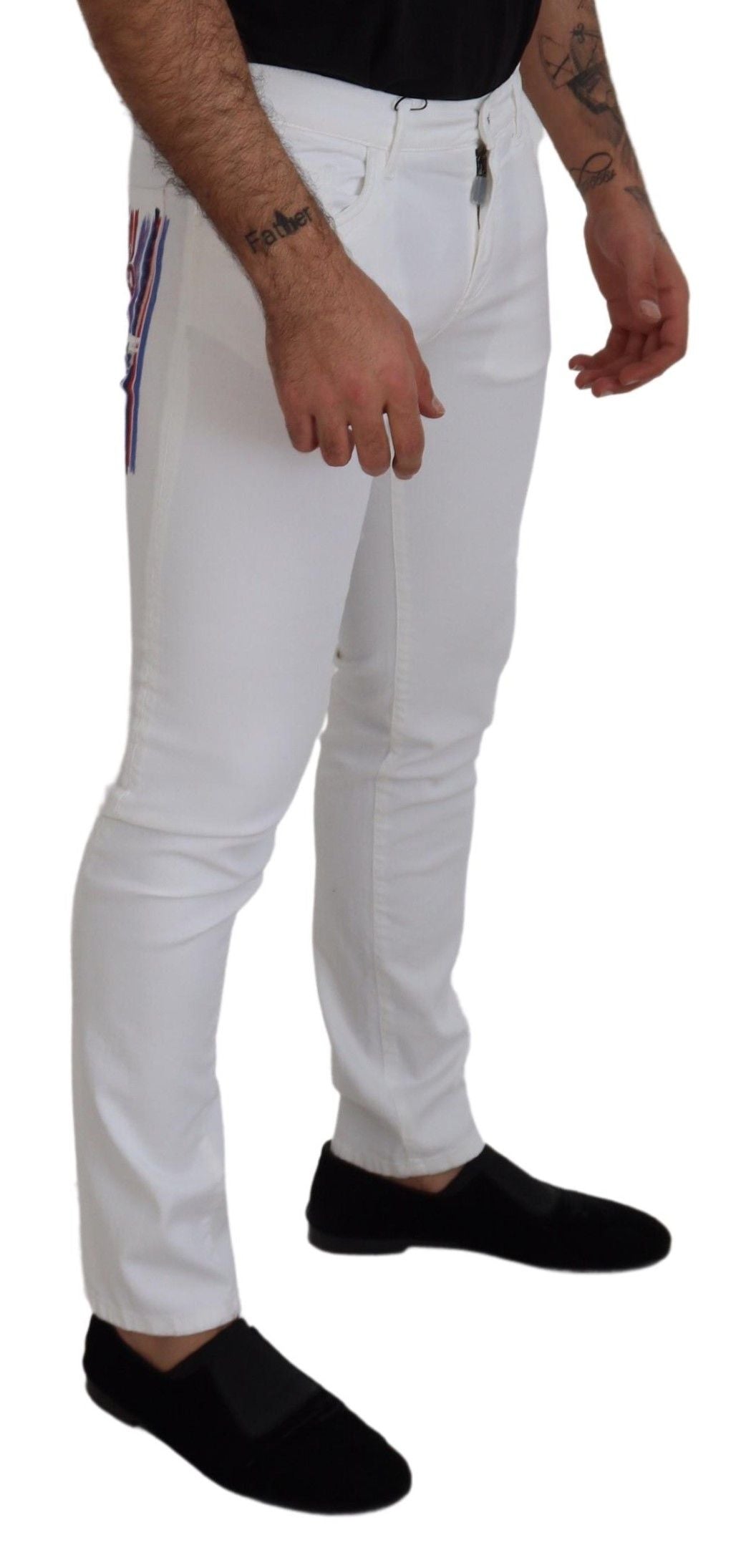 Jeans en jean coton stretch blanc slim et ajusté Dolce & Gabbana