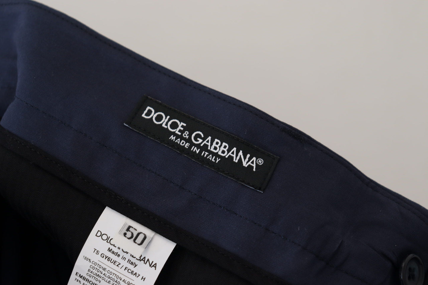 Pantalon chino slim en coton bleu Dolce & Gabbana