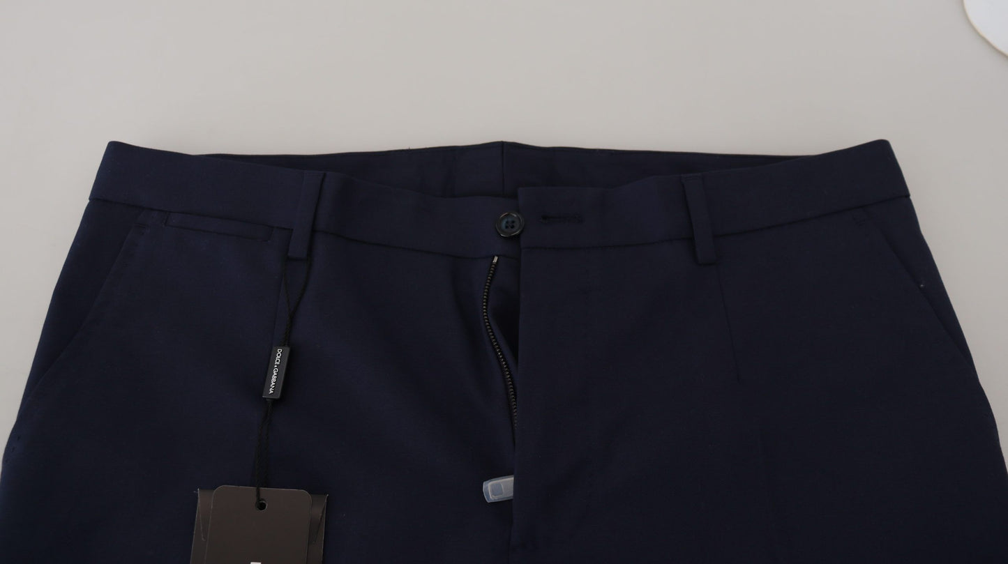 Pantalon chino slim en lin et coton bleu de Dolce & Gabbana