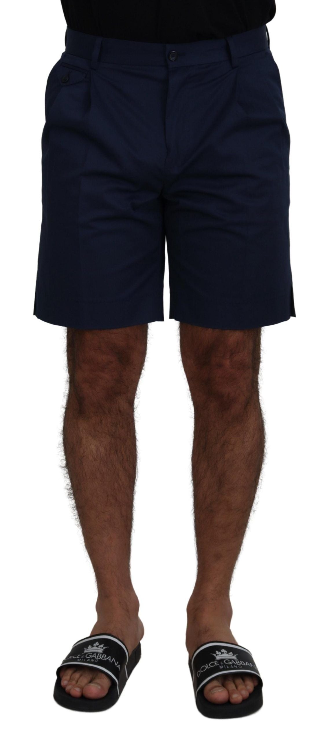 Shorts décontractés en coton extensible bleu chiné Dolce & Gabbana