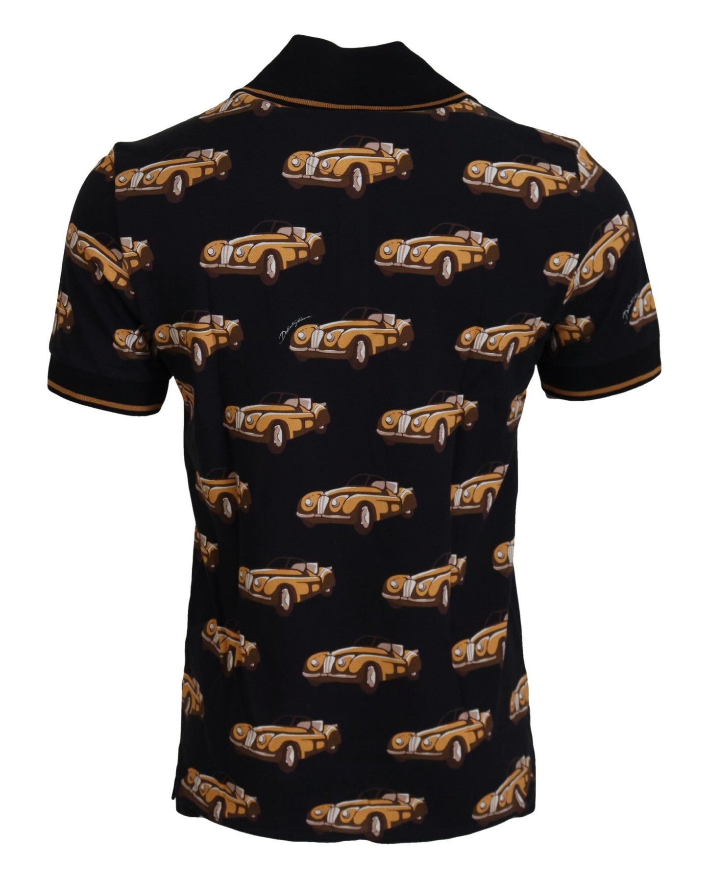 T-shirt polo à manches courtes noir avec imprimé de voiture de Dolce & Gabbana