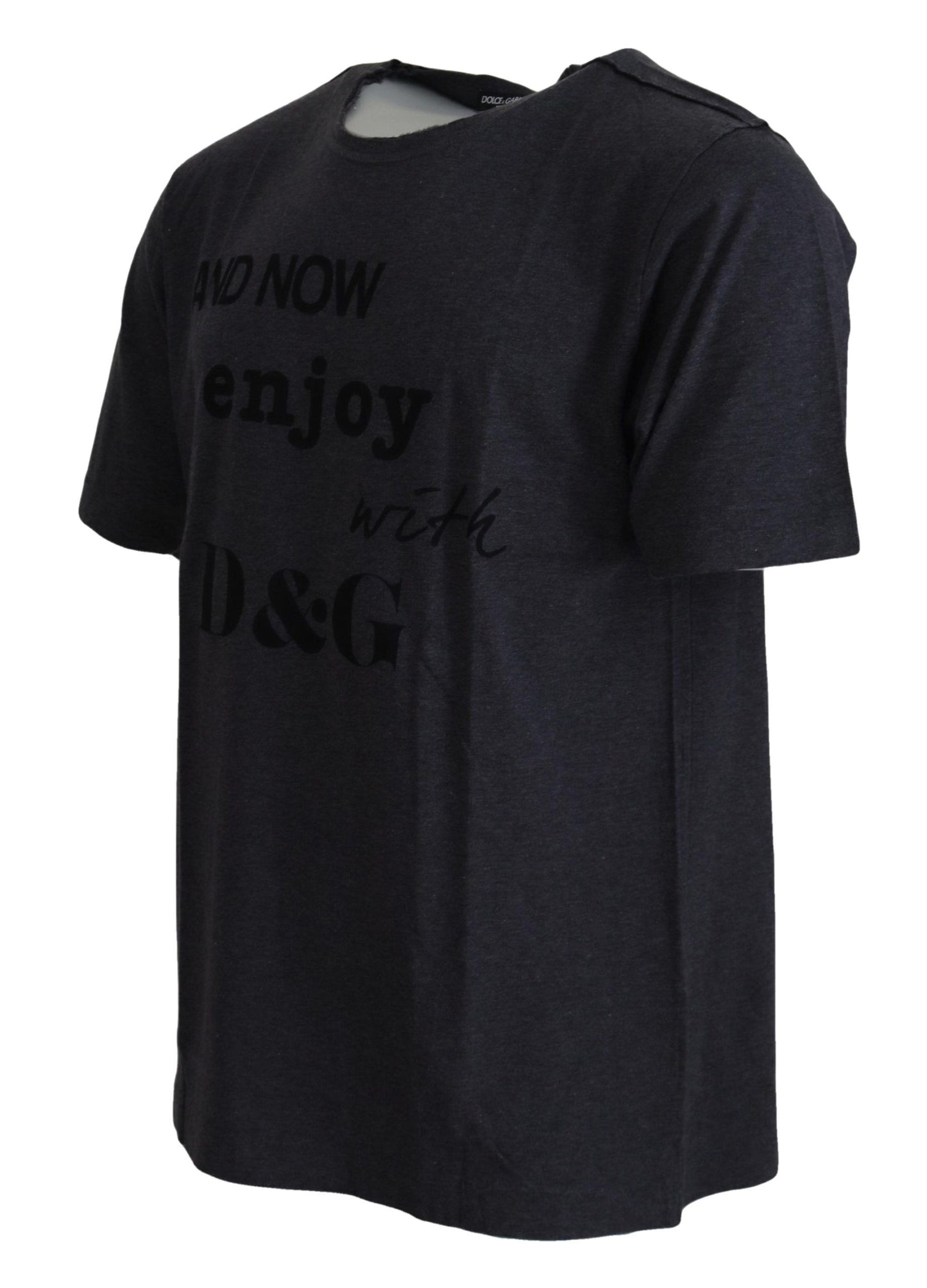 T-shirt en coton à manches courtes et col rond gris de Dolce & Gabbana