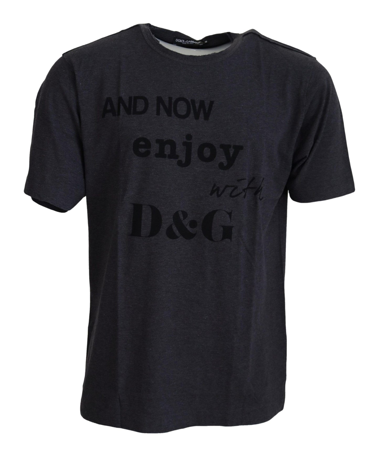 T-shirt en coton à manches courtes et col rond gris de Dolce & Gabbana