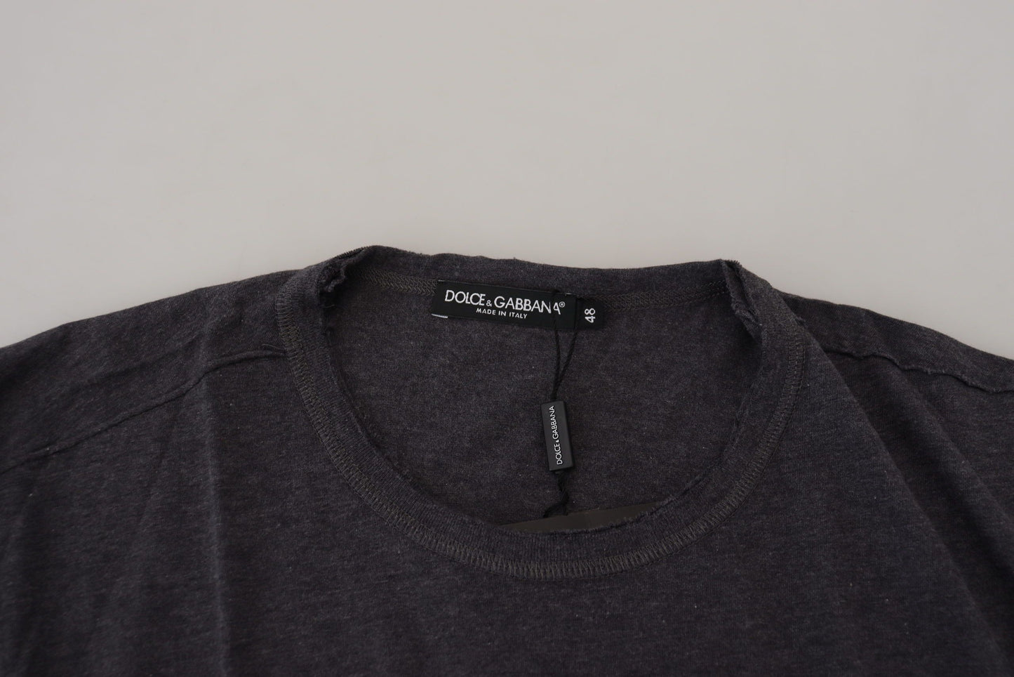 T-shirt en coton à manches courtes et col rond gris de Dolce & Gabbana