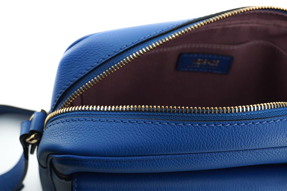 Sacoche pour appareil photo Versace en cuir de veau bleu élégant