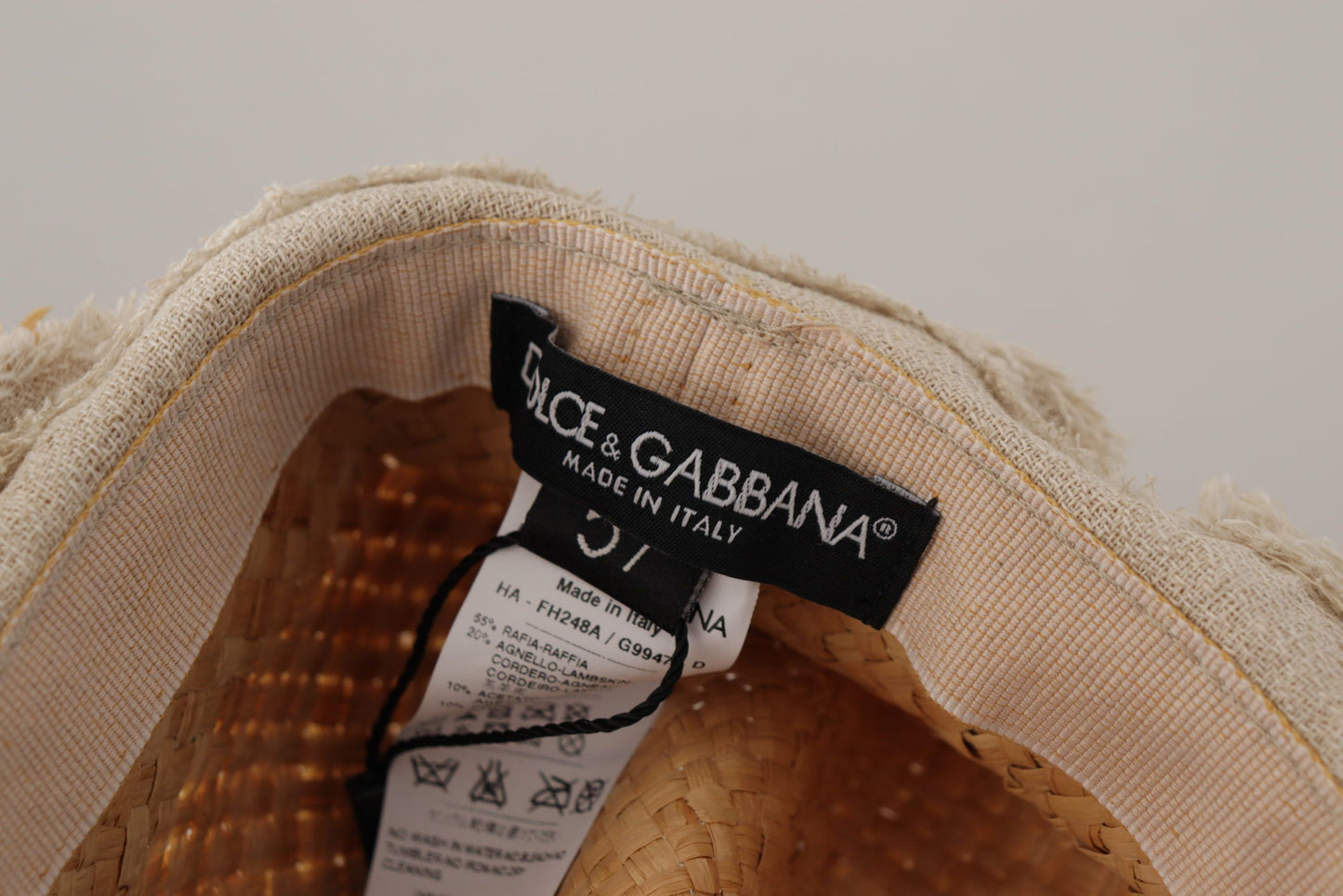 Chapeau de paille à rubans jaunes et fleurs Dolce & Gabbana