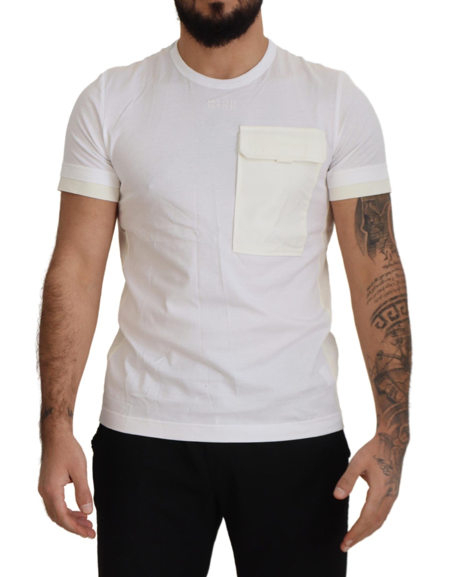 T-shirt à manches courtes blanc avec poche à rabat de Dolce & Gabbana