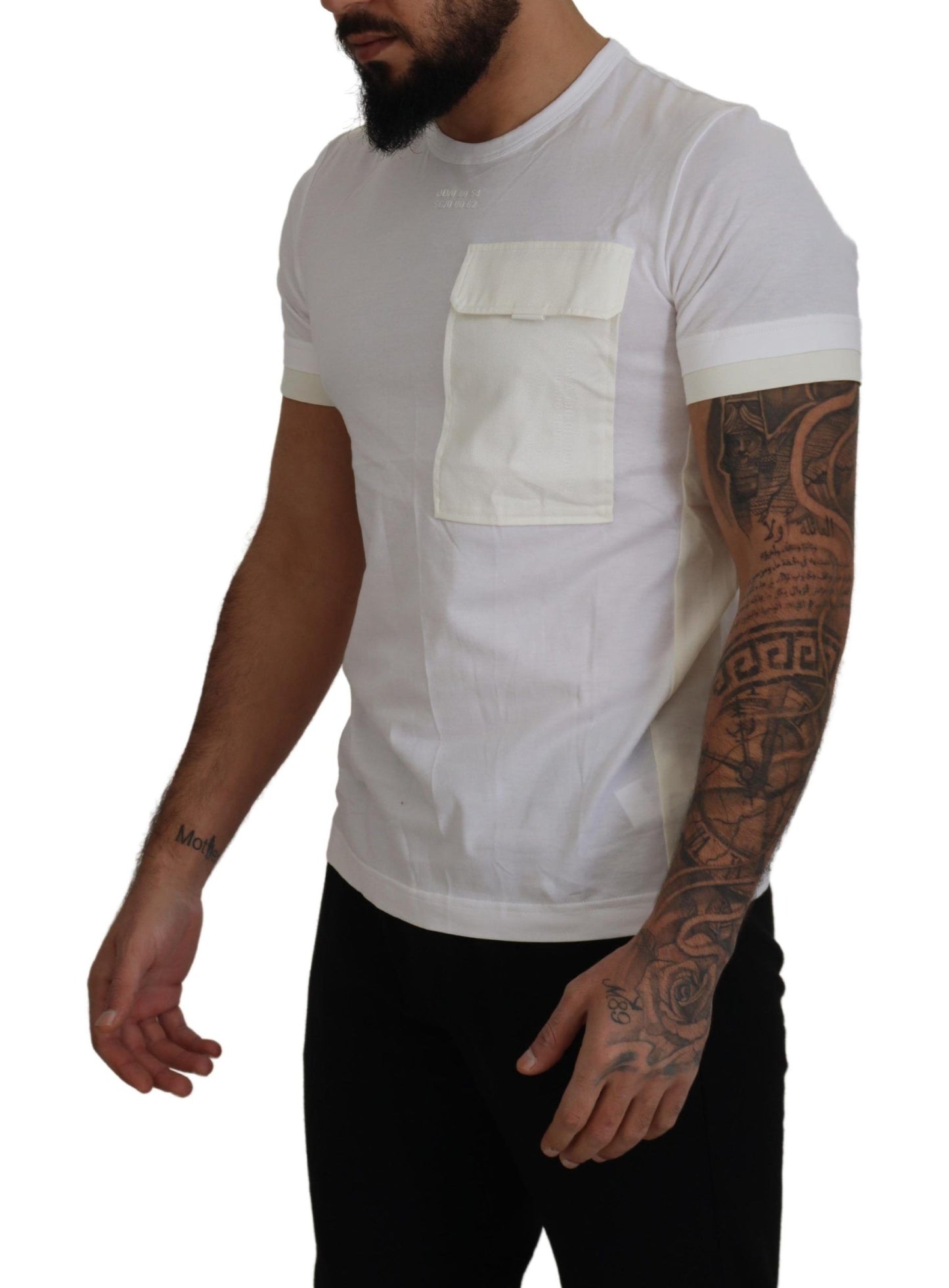 T-shirt à manches courtes blanc avec poche à rabat de Dolce & Gabbana