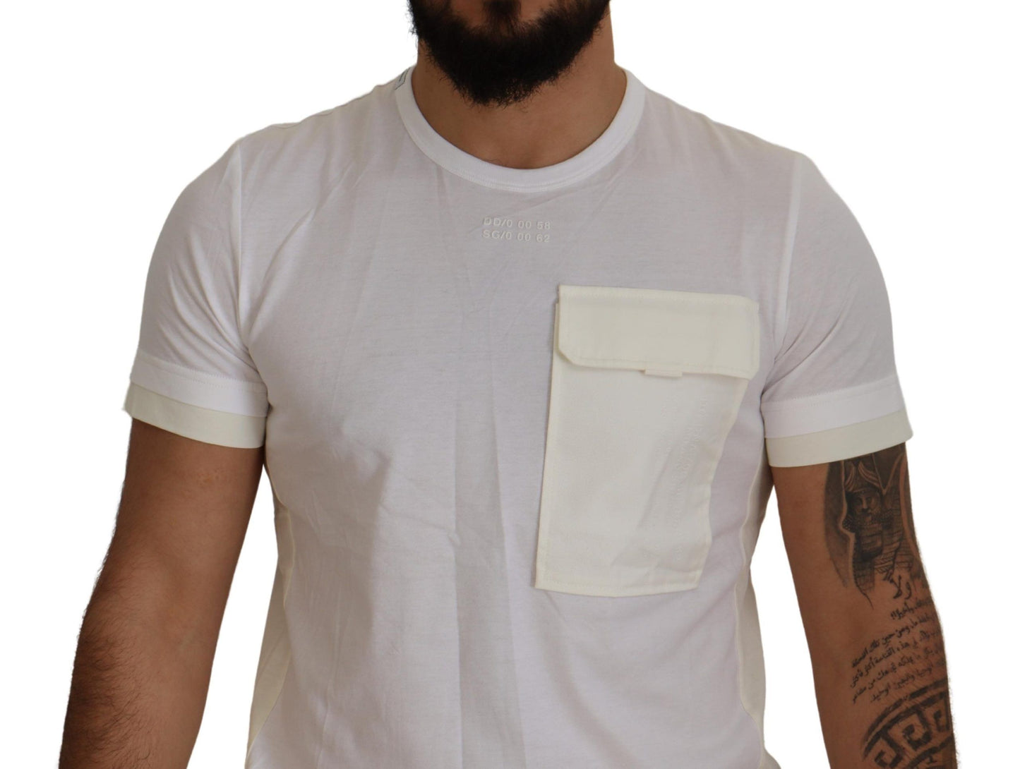 T-shirt à manches courtes blanc avec poche à rabat de Dolce & Gabbana
