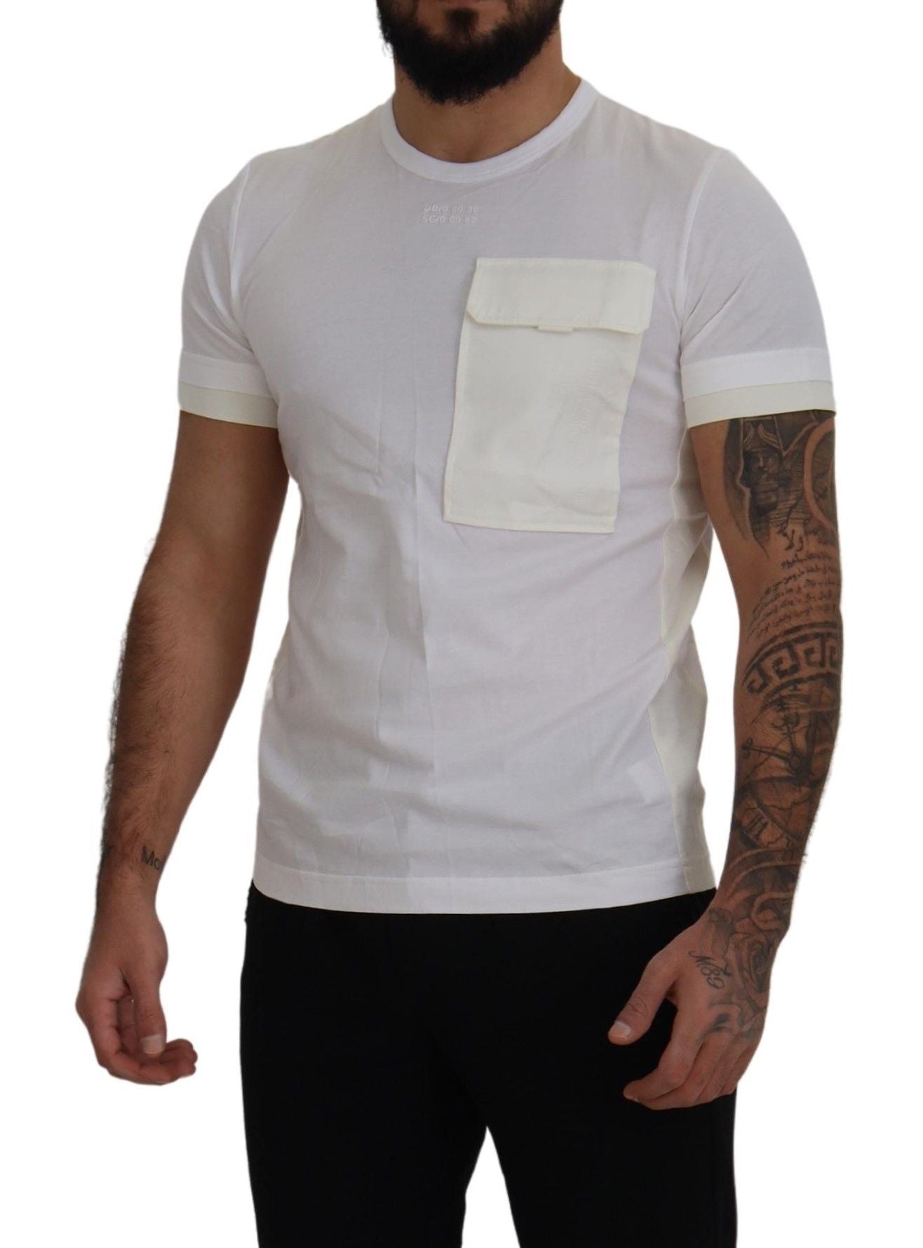 T-shirt à manches courtes blanc avec poche à rabat de Dolce & Gabbana