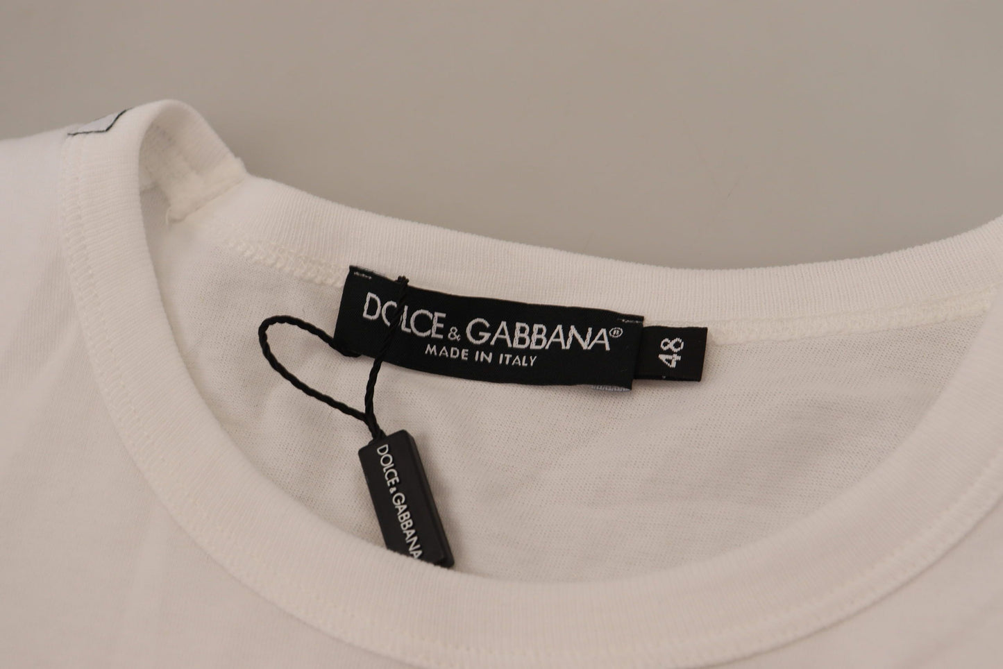 T-shirt à manches courtes blanc avec poche à rabat de Dolce & Gabbana