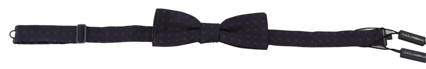 Nœud papillon ajustable en soie à motif bleu Dolce & Gabbana
