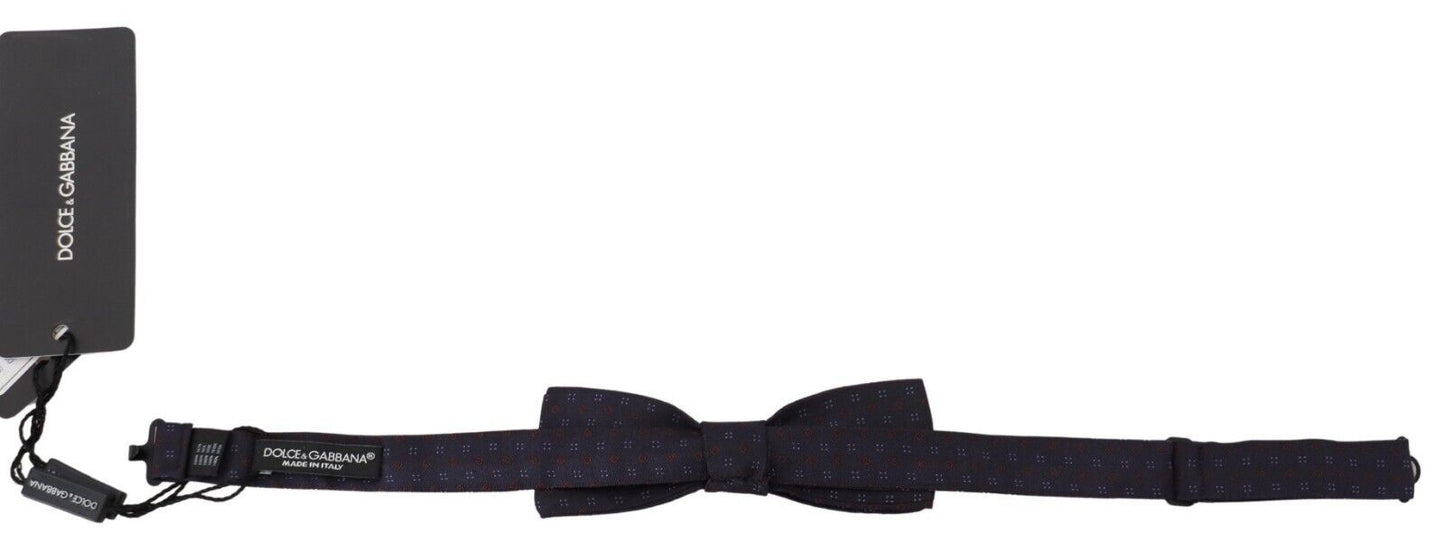 Nœud papillon ajustable en soie à motif bleu Dolce & Gabbana