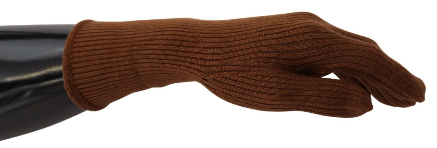 Gants pour homme Dolce & Gabbana en cachemire marron tricoté à la main