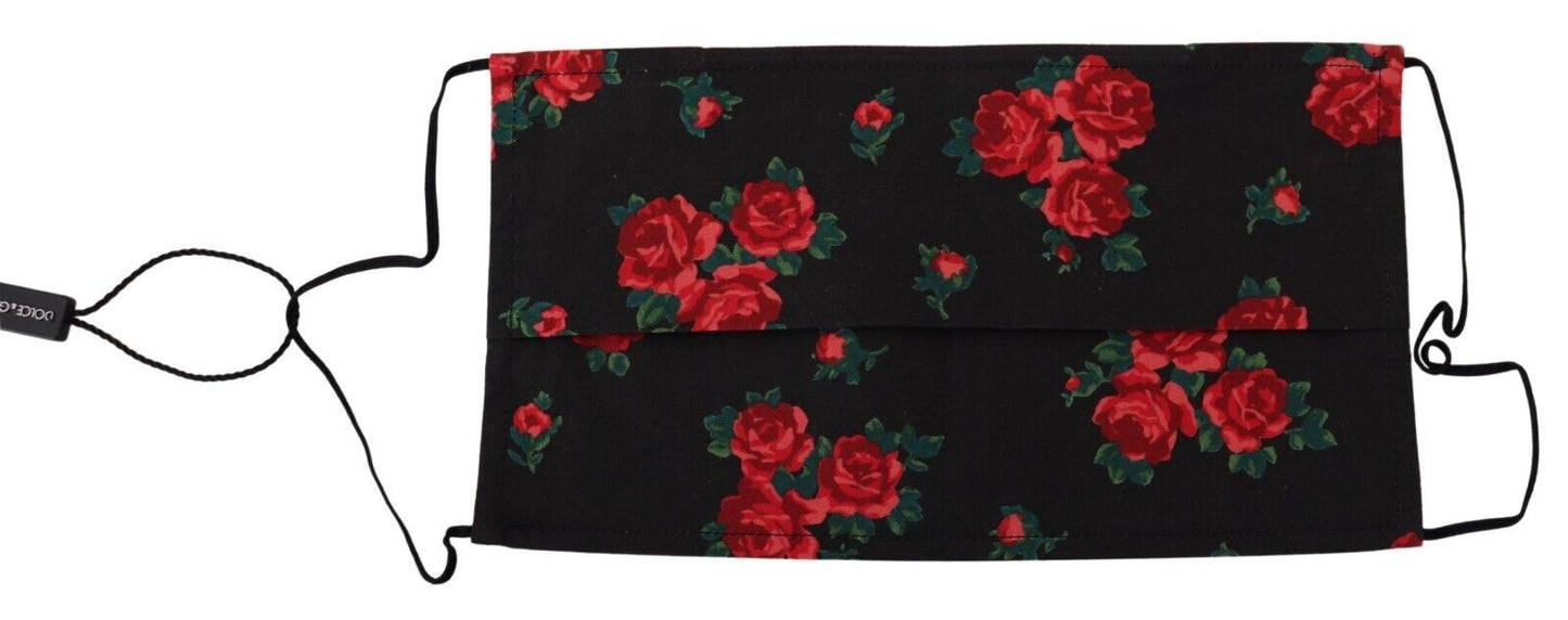 Masque facial Dolce & Gabbana noir à imprimé floral et élastique avec cordon d'oreille, taille unique