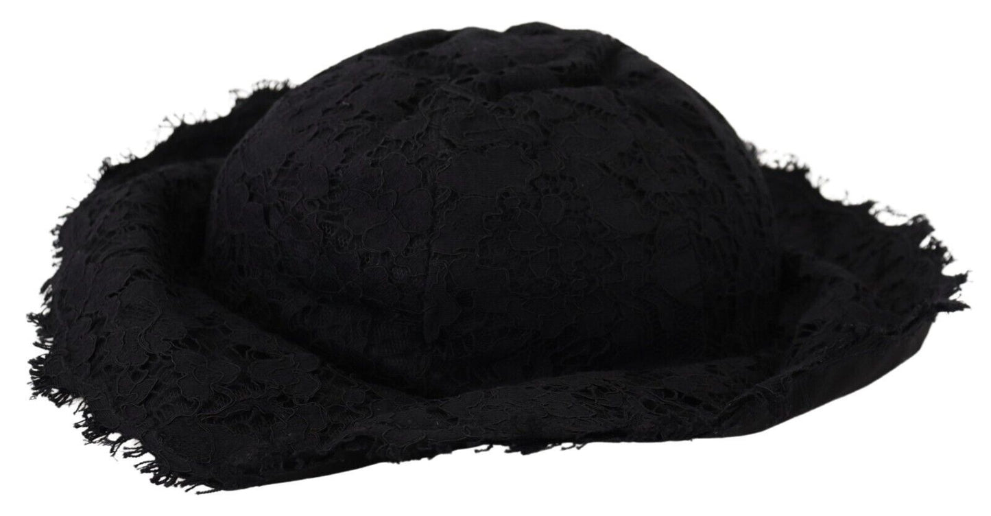 Chapeau d'ombrage à large bord en coton noir Dolce & Gabbana