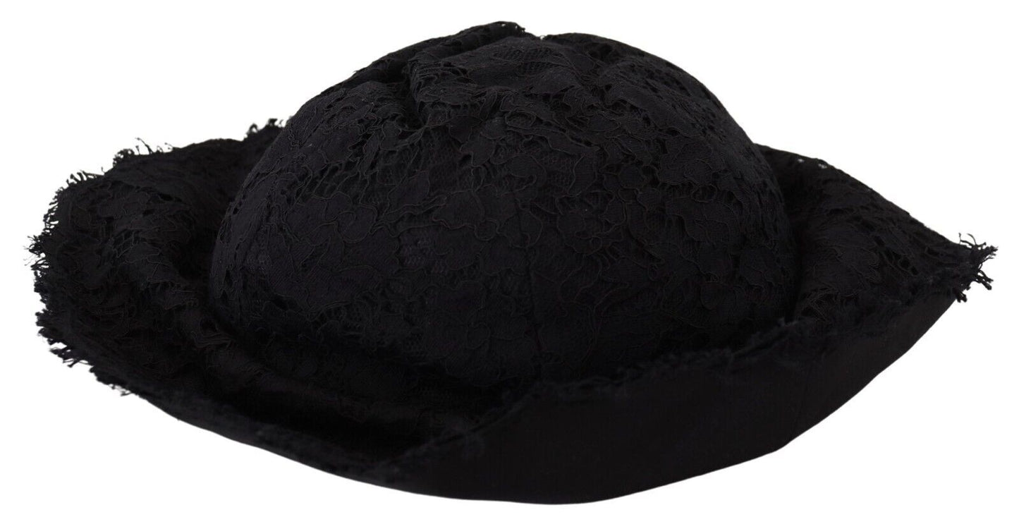Chapeau d'ombrage à large bord en coton noir Dolce & Gabbana