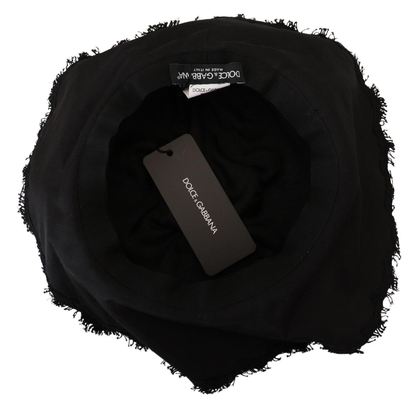 Chapeau d'ombrage à large bord en coton noir Dolce & Gabbana