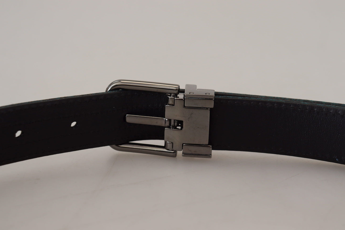 Ceinture Dolce & Gabbana en jacquard bleu moiré métal argenté pour homme