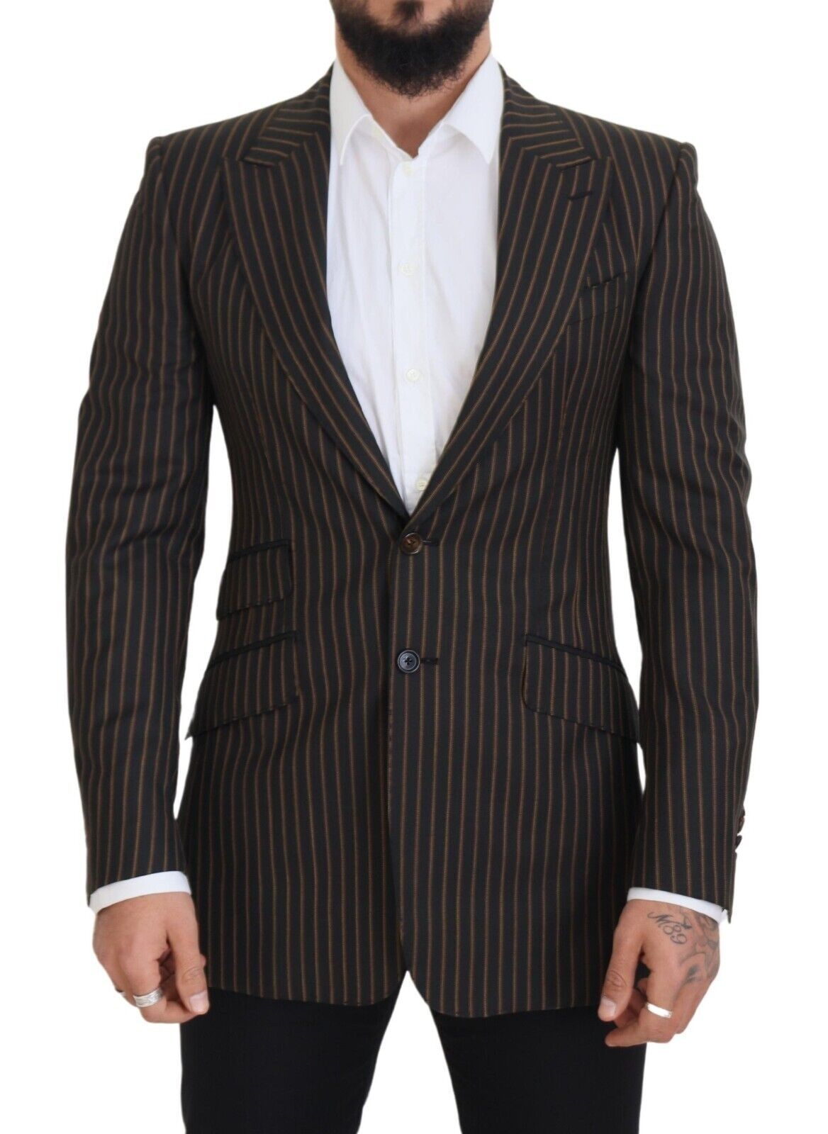 Blazer à simple boutonnage rayé noir et brun de Dolce & Gabbana