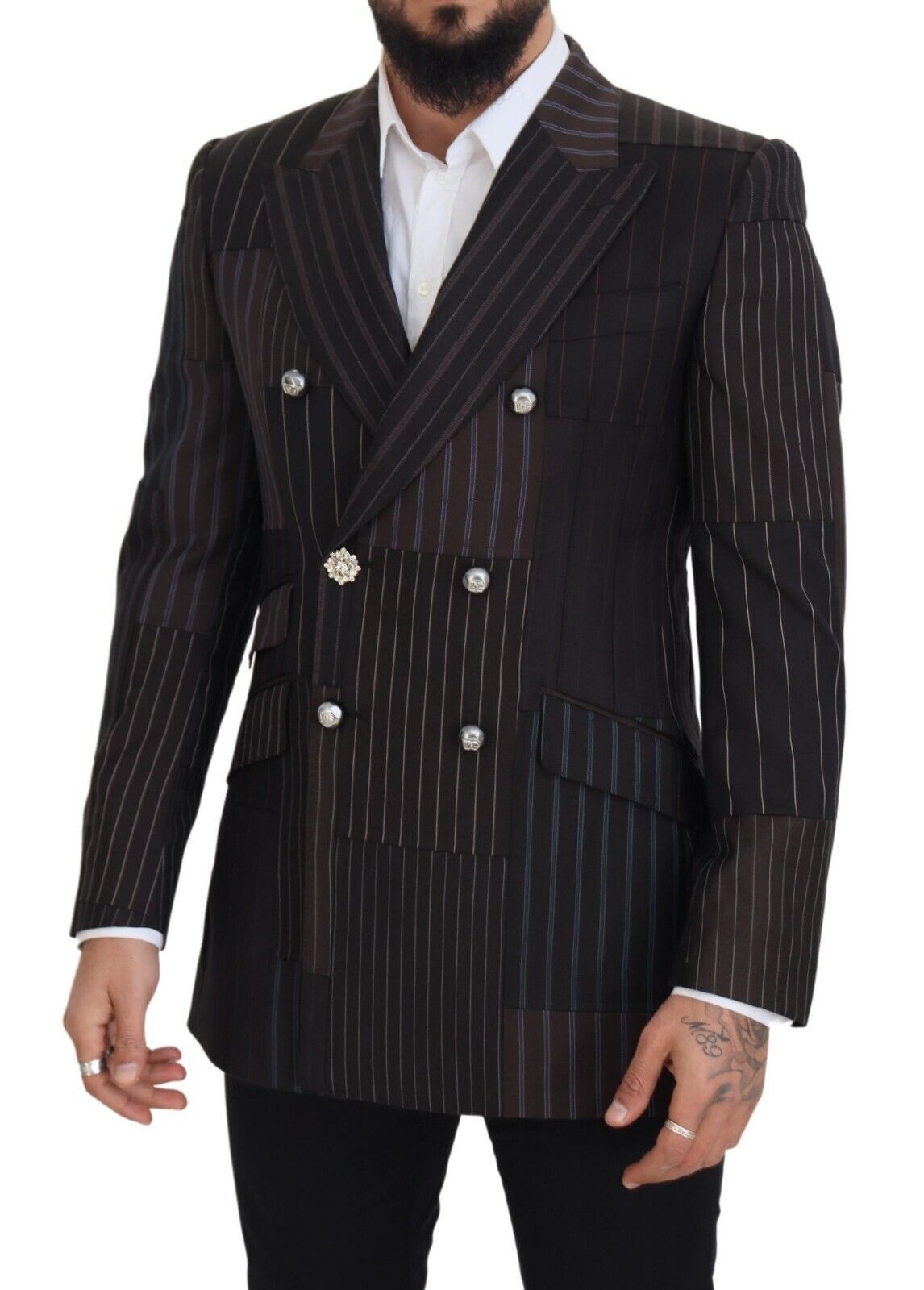 Blazer SICILIA à rayures multicolores et patchwork de Dolce & Gabbana