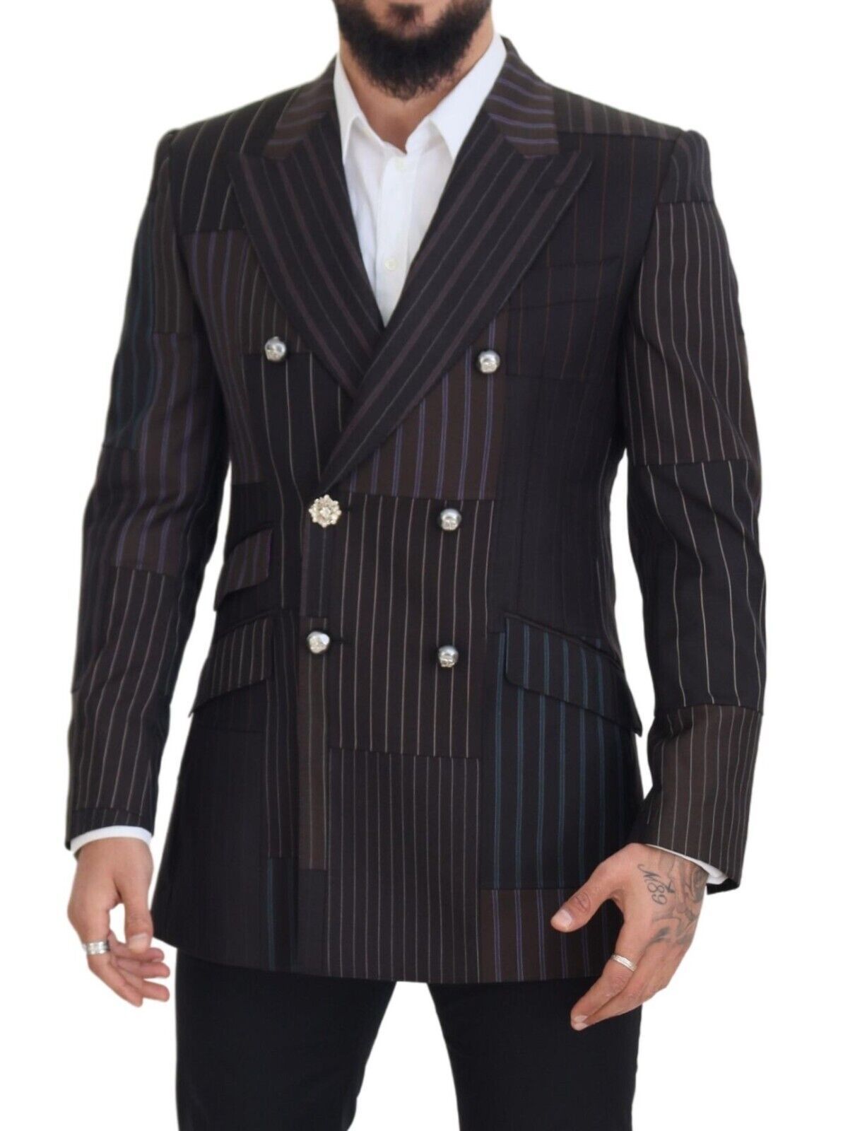 Blazer SICILIA à rayures multicolores et patchwork de Dolce & Gabbana