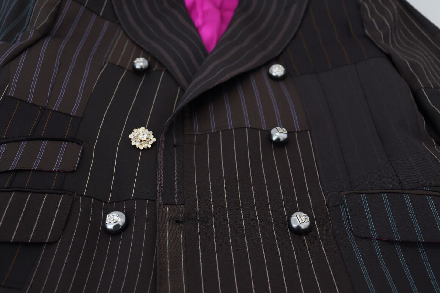 Blazer SICILIA à rayures multicolores et patchwork de Dolce & Gabbana