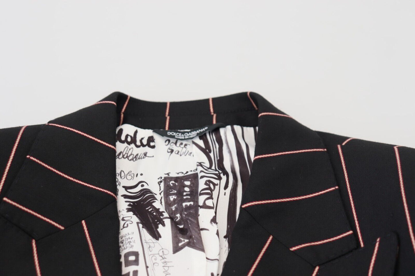 Dolce & Gabbana Blazer à rayures noires en viscose à double boutonnage
